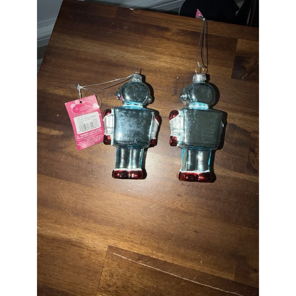 Robot Christmas Glass Ornament Kohl's Holiday Tree Decor Lot Of‎ 2